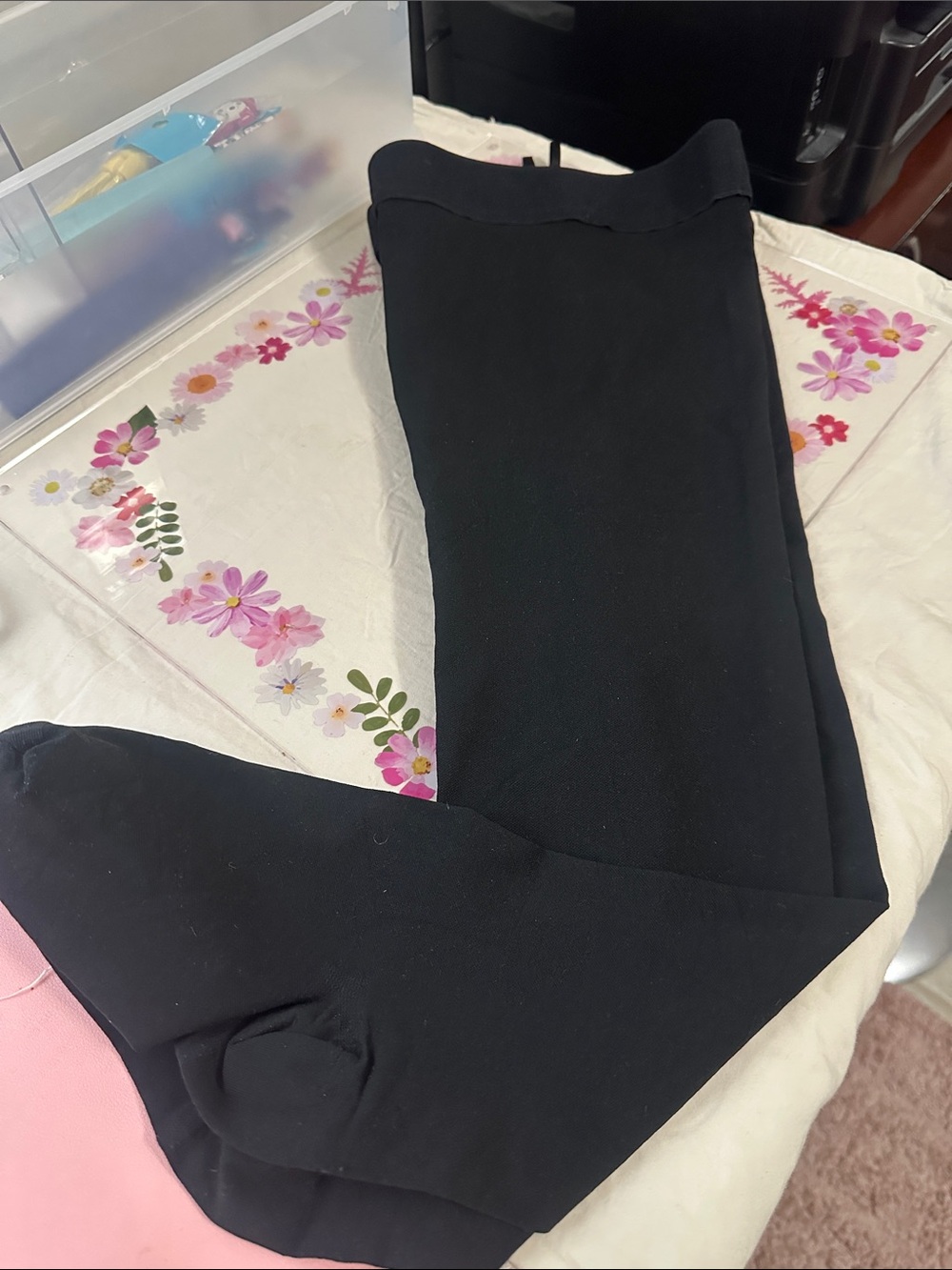 Zip up  Black Thigh-High Compression Socks Sz L New